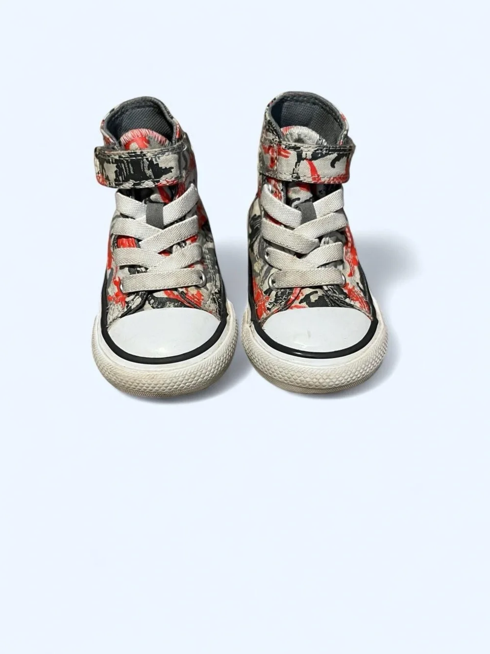 Converse Kids' High-Top Sneakers in Gray & Red Dino Camo